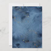 Over the Moon Navy Gold Galaxy Baby shower Kaart (Achterkant)