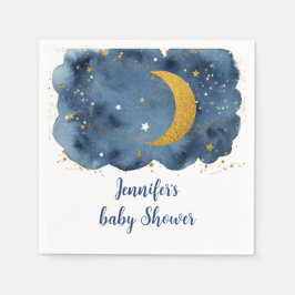 Over the Moon Navy Gold Galaxy Baby shower Servet