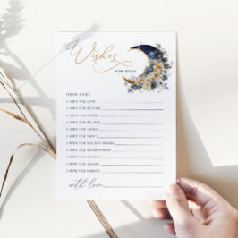 Over the moon navy gold Wishes voor baby card Kaart