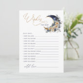 Over the moon navy gold Wishes voor baby card Kaart (Staand voorkant)