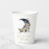 Over the moon navy gouden folie baby shower papieren bekers (Achterkant)