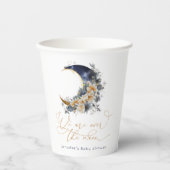 Over the moon navy gouden folie baby shower papieren bekers (Voorkant)