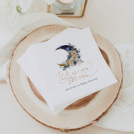 Over the moon navy gouden folie baby shower servet