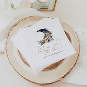 Over the moon navy gouden folie baby shower servet