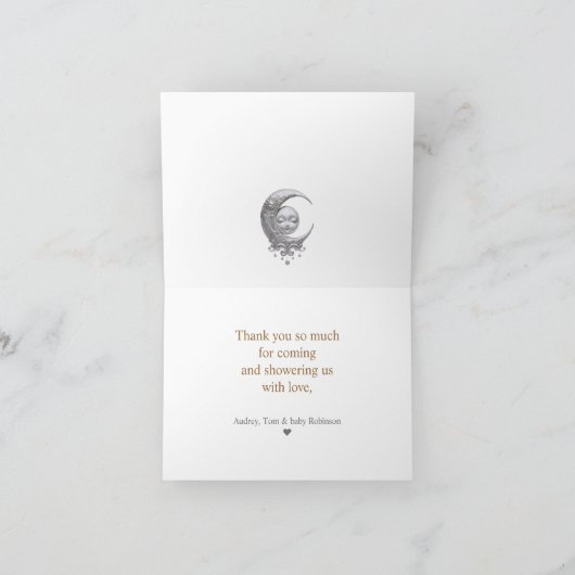 Over the Moon Neutral Baby shower bedankje Bedankkaart (Binnen)