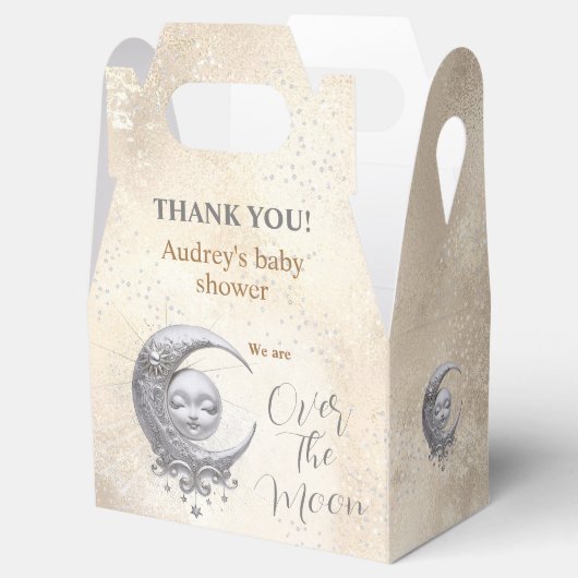 Over the Moon Neutral Baby shower Favor Box Bedankdoosjes (Geopend)