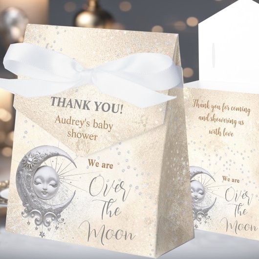 Over the Moon Neutral Baby shower Tent Favor Box Bedankdoosjes