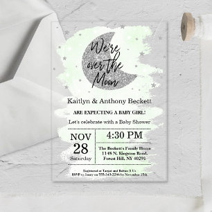 Over The Moon Neutrale Baby Shower Acryl Uitnodigingen