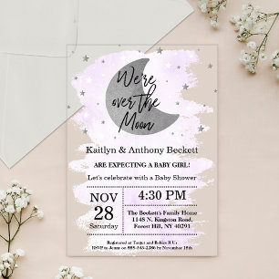 Over The Moon Neutrale Baby Shower Acryl Uitnodigingen