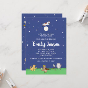 Over the Moon Nursery Rhyme Baby shower Uitnodigin Kaart