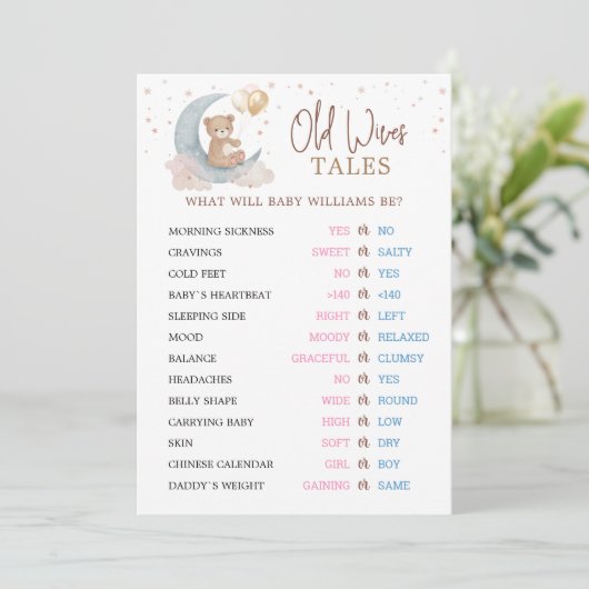 Over the Moon Old Wives Tales Geslacht onthullen K Kaart (Staand voorkant)