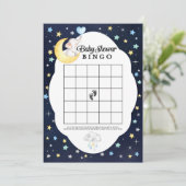 Over The Moon Olifant Baby Shower Bingo Spel Kaart (Staand voorkant)