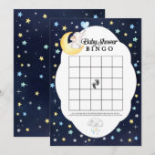 Over The Moon Olifant Baby Shower Bingo Spel Kaart (Voorkant / Achterkant)