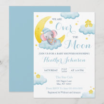 Over The Moon Olifant Jongens Baby Shower