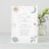 Over the Moon Outer Space Baby Borrel Kaart (Staand voorkant)