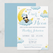 Over The Moon Panda Bear Jongens Baby Shower