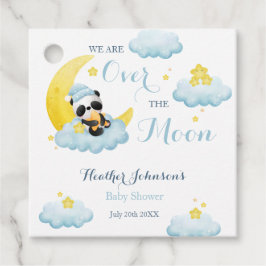 Over The Moon Panda Beer Boy Baby shower Bedankjes Labels