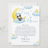 Over The Moon Panda Beer Boy Baby shower Bedankkaart (Voorkant)