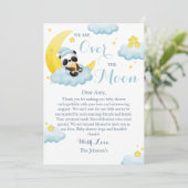 Over The Moon Panda Beer Boy Baby shower Bedankkaart (Staand voorkant)