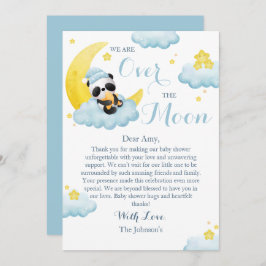 Over The Moon Panda Beer Boy Baby shower Bedankkaart