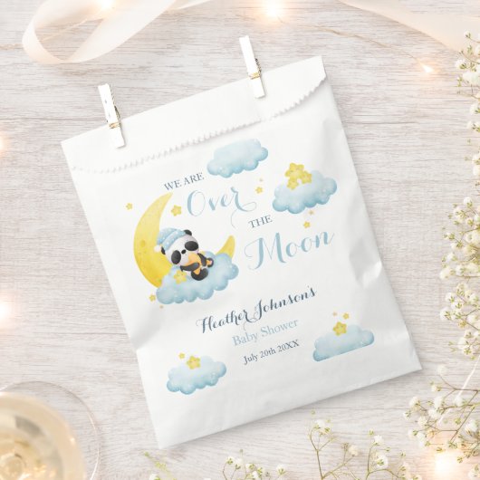 Over The Moon Panda Beer Boy Baby shower Bedankzakje (Geknipt)