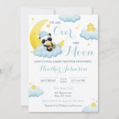 Over The Moon Panda Beer Boy Baby shower Kaart (Voorkant)