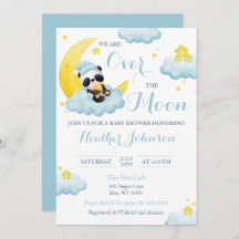 Over The Moon Panda Beer Boy Baby shower