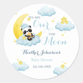 Over The Moon Panda Beer Boy Baby shower Ronde Sticker