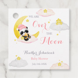 Over The Moon Panda Beer Meisje Baby shower Bedankjes Labels