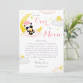 Over The Moon Panda Beer Meisje Baby shower Bedankkaart (Staand voorkant)