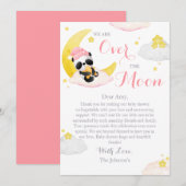 Over The Moon Panda Beer Meisje Baby shower Bedankkaart (Voorkant / Achterkant)