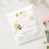 Over The Moon Panda Beer Meisje Baby shower Bedankzakje (Gezegeld)