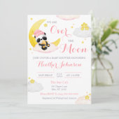 Over The Moon Panda Beer Meisje Baby shower Kaart (Staand voorkant)