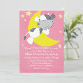 Over the Moon Pink Baby shower Invitation Kaart (Staand voorkant)