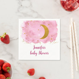 Over the Moon Pink Gold Galaxy Baby shower Servet