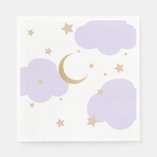 Over the Moon Purple Baby Shower  Servet (Voorkant)