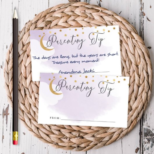 Over the Moon Purple Parenting Tip Jar Advice Card Informatiekaartje
