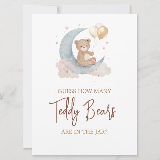 Over the Moon Raad hoeveel Teddy Bears Game Kaart (Voorkant)
