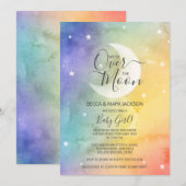 Over the Moon Rainbow Waterverf Baby shower Kaart (Voorkant / Achterkant)