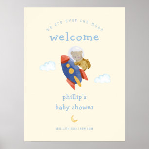 Over The Moon Rocket Beer Jongen Baby Shower Welko Poster