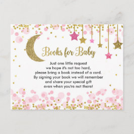 Over the Moon Roze Baby shower Boeken voor Baby Briefkaart