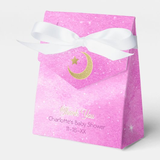 Over the Moon Roze Baby shower Favoriet Box Bedankdoosjes (Voorkant Zijde)