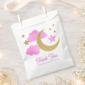 Over the Moon Roze Baby shower Favorietentassen Bedankzakje (Geknipt)