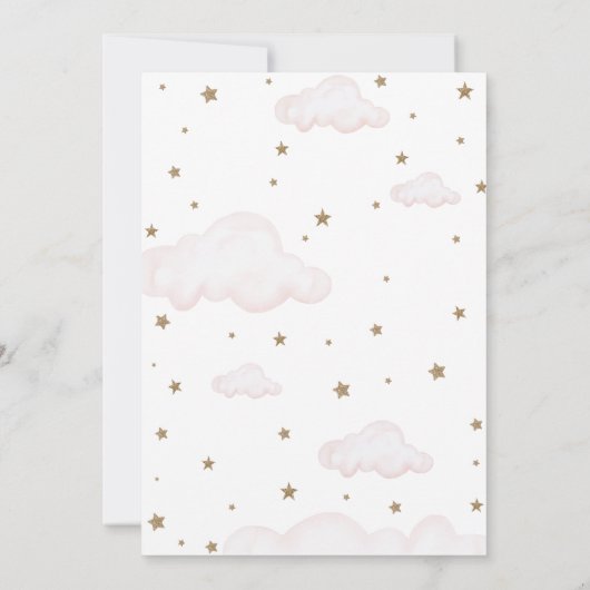 Over the Moon Roze Baby shower Invitation Kaart (Achterkant)