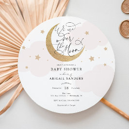 Over the Moon Roze Baby shower Invitation Kaart
