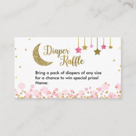 Over the Moon Roze Baby shower - Luier Raffle Informatiekaartje