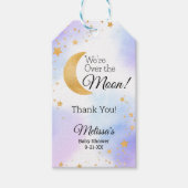 Over the Moon Roze Blauw Dank U Baby shower Cadeaulabel (Voorkant)