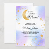 Over the Moon Roze Blauw Geslachtsneutraal Baby sh Kaart (Voorkant / Achterkant)