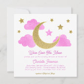 Over the Moon Roze Goud Baby shower Uitnodigen Kaart (Voorkant)