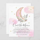 Over the Moon Roze Gouden Bloem Meisje Baby Shower (Voorkant / Achterkant)